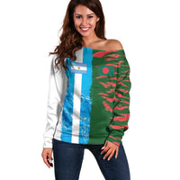 Custom Bangladesh and Argentina Football Half Style Off Shoulder Sweater