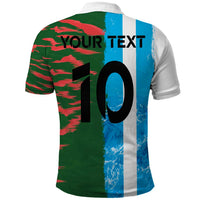 Custom Bangladesh and Argentina Football Half Style Polo Shirt