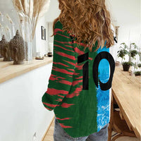 Custom Bangladesh and Argentina Football Half Style Women Casual Shirt