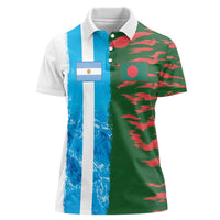 Custom Bangladesh and Argentina Football Half Style Women Polo Shirt