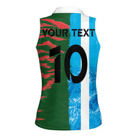 Custom Bangladesh and Argentina Football Half Style Women Sleeveless Polo Shirt