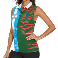 Custom Bangladesh and Argentina Football Half Style Women Sleeveless Polo Shirt