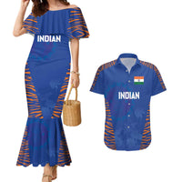 Custom Indian Bengal Tiger Cricket Couples Matching Mermaid Dress and Hawaiian Shirt