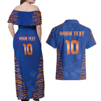 Custom Indian Bengal Tiger Cricket Couples Matching Off Shoulder Maxi Dress and Hawaiian Shirt