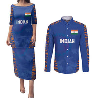 Custom Indian Bengal Tiger Cricket Couples Matching Puletasi and Long Sleeve Button Shirt