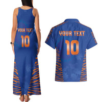 Custom Indian Bengal Tiger Cricket Couples Matching Tank Maxi Dress and Hawaiian Shirt
