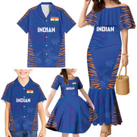 Custom Indian Bengal Tiger Cricket Family Matching Mermaid Dress and Hawaiian Shirt