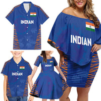 Custom Indian Bengal Tiger Cricket Family Matching Off Shoulder Short Dress and Hawaiian Shirt