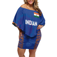 Custom Indian Bengal Tiger Cricket Family Matching Off Shoulder Short Dress and Hawaiian Shirt