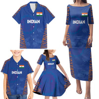 Custom Indian Bengal Tiger Cricket Family Matching Puletasi and Hawaiian Shirt