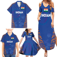 Custom Indian Bengal Tiger Cricket Family Matching Summer Maxi Dress and Hawaiian Shirt