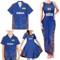 Custom Indian Bengal Tiger Cricket Family Matching Tank Maxi Dress and Hawaiian Shirt
