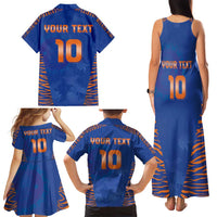 Custom Indian Bengal Tiger Cricket Family Matching Tank Maxi Dress and Hawaiian Shirt