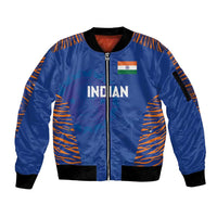 Custom Indian Bengal Tiger Cricket Sleeve Zip Bomber Jacket
