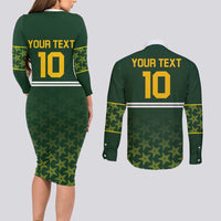 Custom Pakistan Men in Green Cricket-The Super Stars Couples Matching Long Sleeve Bodycon Dress and Long Sleeve Button Shirt