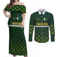 Custom Pakistan Men in Green Cricket-The Super Stars Couples Matching Off Shoulder Maxi Dress and Long Sleeve Button Shirt