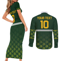Custom Pakistan Men in Green Cricket-The Super Stars Couples Matching Short Sleeve Bodycon Dress and Long Sleeve Button Shirt