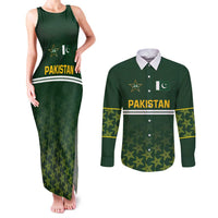 Custom Pakistan Men in Green Cricket-The Super Stars Couples Matching Tank Maxi Dress and Long Sleeve Button Shirt