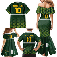 Custom Pakistan Men in Green Cricket-The Super Stars Family Matching Mermaid Dress and Hawaiian Shirt
