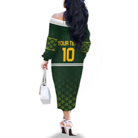 Custom Pakistan Men in Green Cricket-The Super Stars Family Matching Off The Shoulder Long Sleeve Dress and Hawaiian Shirt