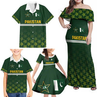 Custom Pakistan Men in Green Cricket-The Super Stars Family Matching Off Shoulder Maxi Dress and Hawaiian Shirt