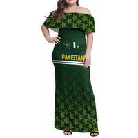 Custom Pakistan Men in Green Cricket-The Super Stars Family Matching Off Shoulder Maxi Dress and Hawaiian Shirt