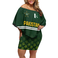Custom Pakistan Men in Green Cricket-The Super Stars Family Matching Off Shoulder Short Dress and Hawaiian Shirt