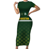 Custom Pakistan Men in Green Cricket-The Super Stars Family Matching Short Sleeve Bodycon Dress and Hawaiian Shirt
