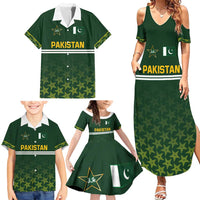 Custom Pakistan Men in Green Cricket-The Super Stars Family Matching Summer Maxi Dress and Hawaiian Shirt