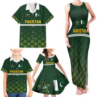 Custom Pakistan Men in Green Cricket-The Super Stars Family Matching Tank Maxi Dress and Hawaiian Shirt