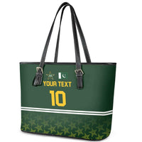 Custom Pakistan Men in Green Cricket-The Super Stars Leather Tote Bag