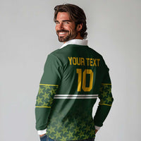 Custom Pakistan Men in Green Cricket-The Super Stars Long Sleeve Polo Shirt