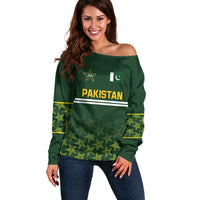 Custom Pakistan Men in Green Cricket-The Super Stars Off Shoulder Sweater