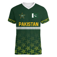 Custom Pakistan Men in Green Cricket-The Super Stars Women V-Neck T-Shirt