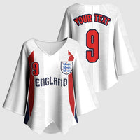 Custom England Football Kimono Sleeve Blouse Retro-Modern Combination Style