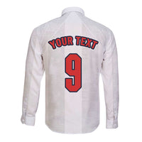 Custom England Football Long Sleeve Button Shirt Retro-Modern Combination Style