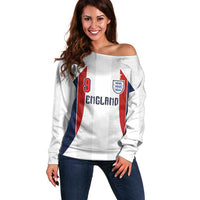 Custom England Football Off Shoulder Sweater Retro-Modern Combination Style