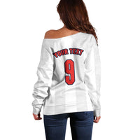 Custom England Football Off Shoulder Sweater Retro-Modern Combination Style