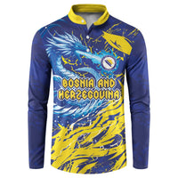 Custom Bosnia and Herzegovina Football Button Sweatshirt Zmajevi Mascot Sporty Style