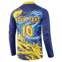Custom Bosnia and Herzegovina Football Button Sweatshirt Zmajevi Mascot Sporty Style