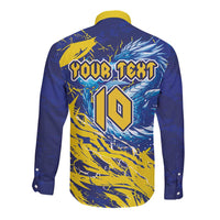 Custom Bosnia and Herzegovina Football Long Sleeve Button Shirt Zmajevi Mascot Sporty Style