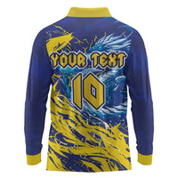 Custom Bosnia and Herzegovina Football Long Sleeve Polo Shirt Zmajevi Mascot Sporty Style