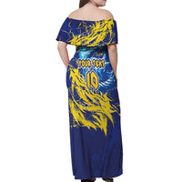 Custom Bosnia and Herzegovina Football Off Shoulder Maxi Dress Zmajevi Mascot Sporty Style