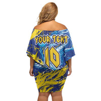 Custom Bosnia and Herzegovina Football Off Shoulder Short Dress Zmajevi Mascot Sporty Style