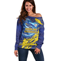 Custom Bosnia and Herzegovina Football Off Shoulder Sweater Zmajevi Mascot Sporty Style