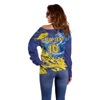 Custom Bosnia and Herzegovina Football Off Shoulder Sweater Zmajevi Mascot Sporty Style