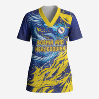 Custom Bosnia and Herzegovina Football Scrub Top Zmajevi Mascot Sporty Style