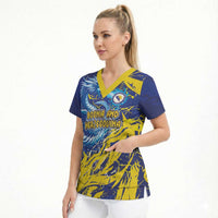 Custom Bosnia and Herzegovina Football Scrub Top Zmajevi Mascot Sporty Style