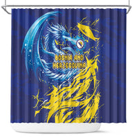 Bosnia and Herzegovina Football Shower Curtain Zmajevi Mascot Sporty Style