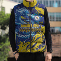 Custom Bosnia and Herzegovina Football Sleeveless Puffer Jacket Zmajevi Mascot Sporty Style